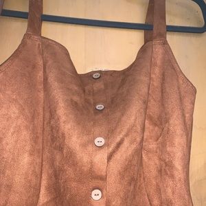 Camel suede button up dress